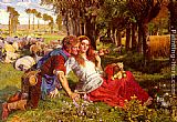 William Holman Hunt Paintings - The Hireling Shepherd by William Holman Hunt